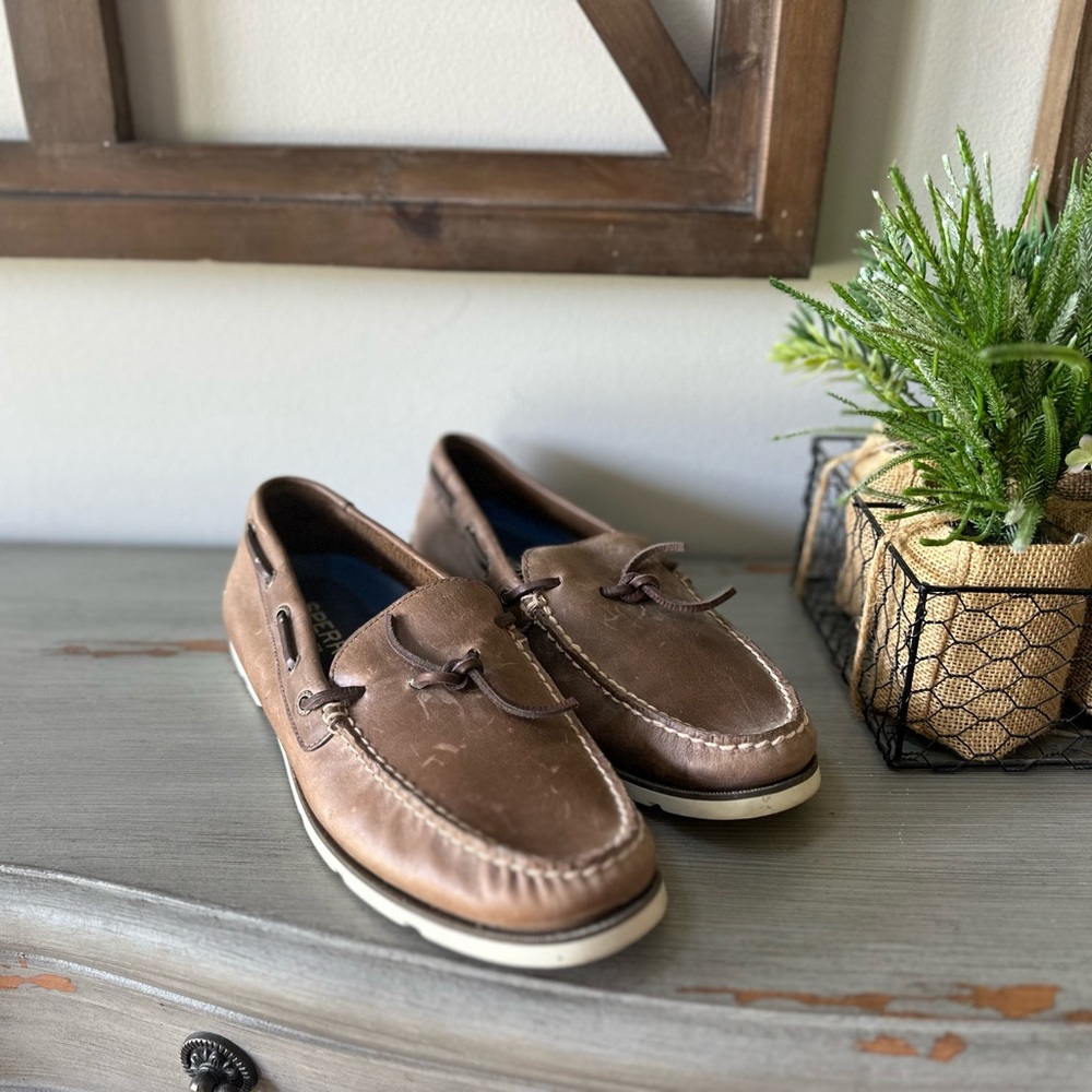 Sperry Tan Leather Slip-On Loafers